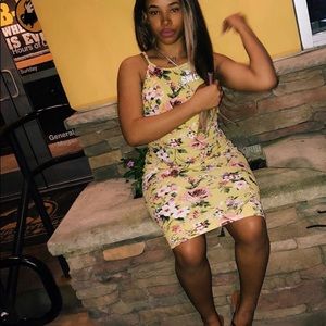 Yellow floral body con Dress